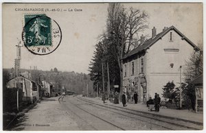 Ile de France, Essonne (91), Chamarande: Blick auf den Bahnhof - Postkarte von 1908 von William M. Timlin
