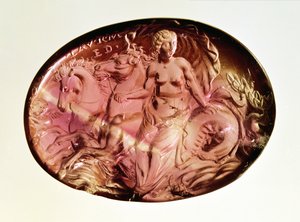 Intaglio einer Nereide oder Amphitrite auf einem Hippokampus, um 50 v. Chr.
