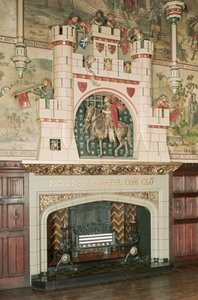 Innenansicht, Detail eines Kamins, Cardiff Castle, Wales, ca. 1875