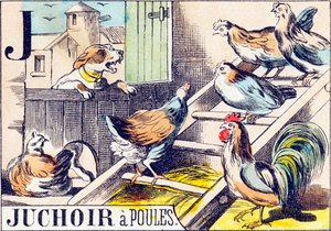 Juchoir a poules - Alphabet des Bauernhofs Ende des 19. Jahrhunderts (Gravur) von Unbekannt