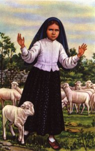 Jacinta, die die Jungfrau Maria in Fatima im Jahr 1917 sah, ca. 1920-1930 (Postkarte)