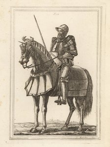 König Edward III. als bewaffneter Ritter auf einem Pferd dargestellt