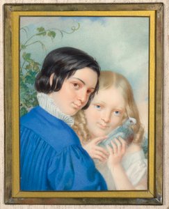 Knabe und Mädchen mit Taube