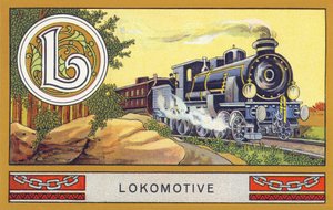 L: Lokomotive - Alphabet Palmin. Serie von Chromolithographien herausgegeben von H. Schlinck & Cie, Hamburg, s. d. Werbung für Palmin feinstes Kokosfett von Unbekannt
