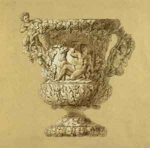 Großer Weinkrug. Sepia-Aquarellzeichnung von Charles Nicolas Odiot, ca. 1834