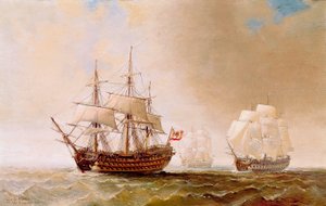 Das spanische Schiff San Hermenegildo in der Schlacht von Trafalgar am 21.10.1805