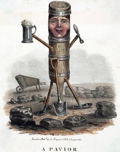 Der Pflasterer, Figur gebaut mit den Werkzeugen seines Handwerks, ca. 1810-1860
