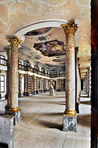 Bibliothek der Benediktinerabtei Ottobeuren, Bayern, Deutschland, Europa. Fotografie von Unbekannter Künstler