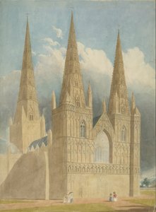 Lichfield Kathedrale - Westfront: Aquarell, undatiert [ca. 1840]
