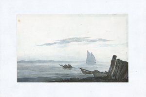 Leichter Kumulus und Stratus über einer Meeresbucht