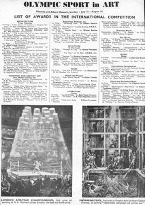 Liste der Preisträger für Architektur, Kunst, Skulptur, Literatur, Drama und Musik bei den Olympischen Spielen 1948 in London (Lithografie)
