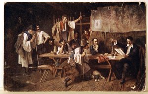 Literatur. Der ungarische Dichter Petofi, ca. 1848 Postkarte, Ungarn, ca. 1900 von Unbekannter Künstler