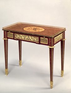 Louis XVI Marketerie-Schreibtisch, von Jean Henri Riesener von Unbekannt