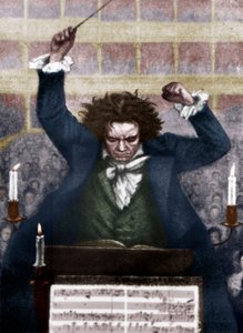 Ludwig van Beethoven dirigiert mit Taktstock - von Katzaroff. Deutscher Komponist von Unbekannt