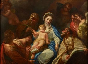 Madonna mit Kind, Heiligen und Engeln