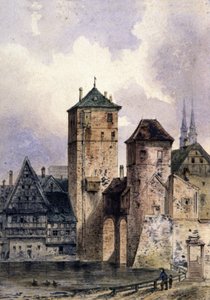 Mittelalterliche Stadt am Rhein, um 1850-1900