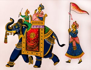 Wandmalerei in der Altstadt, Udaipur, Rajasthan, Indien