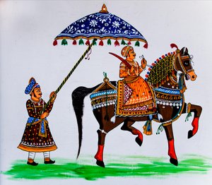 Wandmalerei in der Altstadt, Udaipur, Rajasthan, Indien, Asien