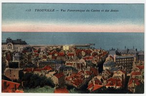 Normandie, Calvados (14), Trouville: Panoramablick auf das Casino und die Molen - Postkarte Ende 19. Anfang 20. Jahrhundert von William M. Timlin