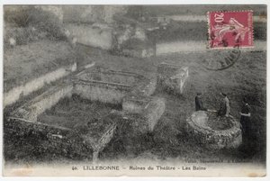 Normandie, Seine Maritime (76), Lillebonne: Blick auf die Ruinen des Theaters und der römischen Bäder - Postkarte Ende 19. Anfang 20. Jahrhundert von William M. Timlin
