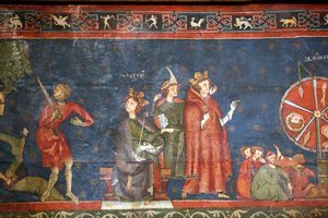 Notre-Dame-Kathedrale von Clermont, Clermont-Ferrand, Frankreich, St.-Georgs-Kapelle (spätes 13. Jahrhundert), Fresko (Detail) von Unbekannt