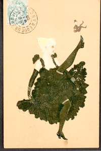 Alte Postkarte/Französischer Cancan/Frau der Belle Époque