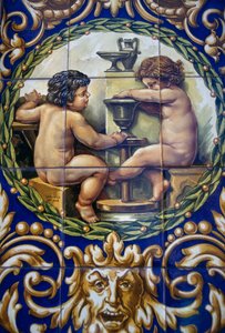 Gemalter handgefertigter Keramikladen, Triana-Viertel, Sevilla, Spanien