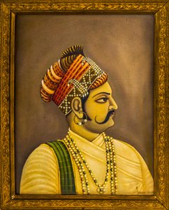 Gemälde der Maharajas im Stadtpalast, Jaisalmer, eine exotische Stadt in der Thar-Wüste, Jaisalmer, Rajasthan, Indien, Asien von Unbekannter Künstler