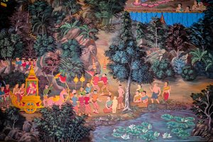 Dorfszenen mit Buddha in Thailand, Wat Bang Riang, Thub Pat, Phang Nga, Thailand von Unbekannter Künstler