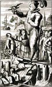 Pantagruel sendet Nachrichten an Gargantua mittels einer Brieftaube (Rabelais) von Alec Hunter
