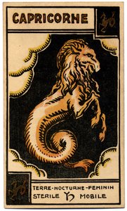 Paranormal. Astrologie. Steinbock (der Seeziege). Astrologische Karte aus: Le Tarot Astrologique, von Georges Muchery, Frankreich