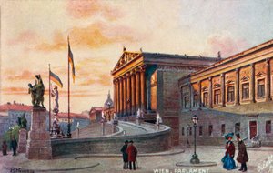 Parlamentsgebäude Wien, Ende des 19./20. Jahrhunderts (Postkarte)