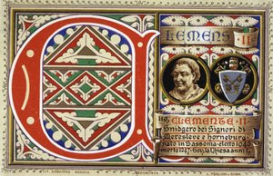 Papst Clemens II. (1046-1047). Chromolithographie von 1903 von Unbekannter Künstler