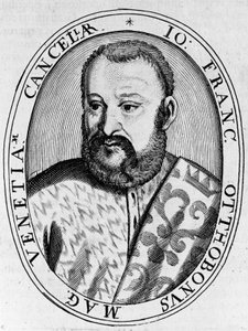 Porträt von Francesco Ottoboni (16. Jahrhundert), Großkanzler von Venedig, Gravur von William M. Timlin