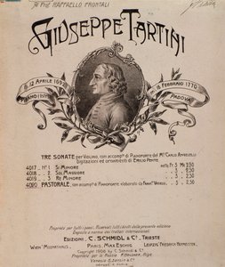 Porträt von Giuseppe Tartini. Frontispiz der Partitur der Sonaten von Unbekannter Künstler