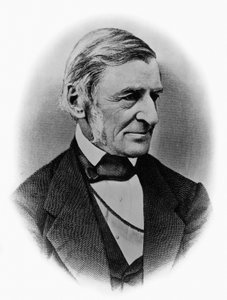 Porträt von Ralph Waldo Emerson (1803-1882), amerikanischer Philosoph, Dichter, Schriftsteller, Essayist und einer der Gründer der Transzendentalismus-Bewegung, Gravur nach Fotografie