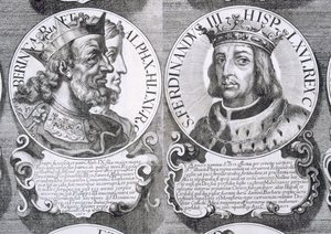 Porträts von Berengaria von Kastilien und Ferdinand III. von Kastilien (Lithografie)
