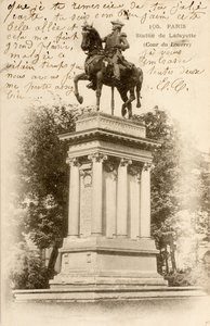 Postkarte Statue von Lafayette Cour du Louvre Paris Seine Ile de France Frankreich