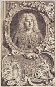 George Frederick Handel (1685-1759), Frontispiz zu "Israel in Egypt", graviert von Jacobus Houbraken (1698-1780)