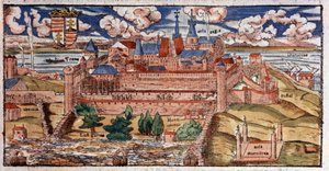Verstärktes Buda (Ungarn), ca. 1550 (Gravur)
