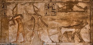 Relief mit Feuerszenen an der Nordostwand von Raum 26, Medinet Habu, Totentempel von Ramses III, Luxor, Theben-West, Ägypten, Afrika (Foto)