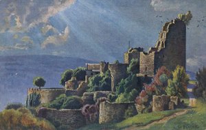 Ruinen der Burg Luetzelburg in den Vogesen, Lutzelbourg im französischen Departement Moselle von Unbekannter Künstler