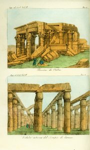 Ruinen des Tempels von Kom Ombo (Ombas), Nubien, und Ansicht des Karnak-Tempels, Luxor, Ägypten