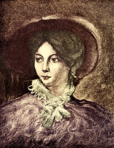 George Sand - nach dem Gemälde von E. Delacroix, französische Schriftstellerin (1804-1876). Verwickelt mit Chopin. Koloriert