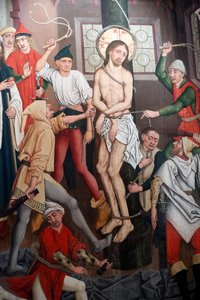 Saint-Pierre le Vieux Katholische Kirche, Christus in seiner Passion, Die Geißelung, Gemälde von Henri Lutzelman 15. Jahrhundert, Straßburg, Frankreich von Unbekannt