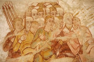 Gemälde in der Abtei Saint-Savin: Abraham und seine Anhänger im Kampf, Saint-Savin-sur-Gartempe, Frankreich von Unbekannt
