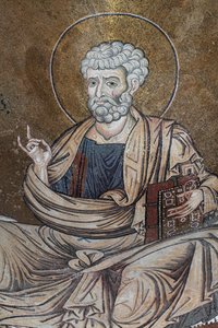 Mosaik des Heiligen Petrus in der Kathedrale Santa Maria Nuova, 12. Jahrhundert, Monreale, Sizilien von William M. Timlin