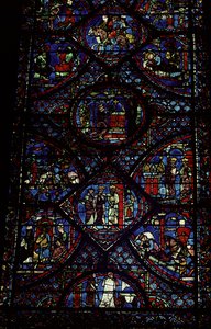 Szenen aus dem Leben Karls des Großen (747-814) aus dem Chorumgang, ca. 1215-35 (Buntglas)