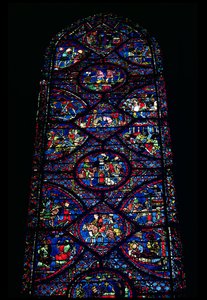 Szenen aus dem Leben Karls des Großen (747-814) aus dem Chorumgang, ca. 1215-35 (Buntglas) von Unbekannt
