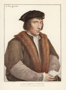 Sir John Godsalve, aus Norwich, Norfolk, englischer Politiker (gest. 1556). Handkolorierter Kupferstich von Francis Bartolozzi nach Hans Holbein aus Facsimiles of Original Drawings by Hans Holbein, Hamilton, Adams, London von Unbekannter Künstler